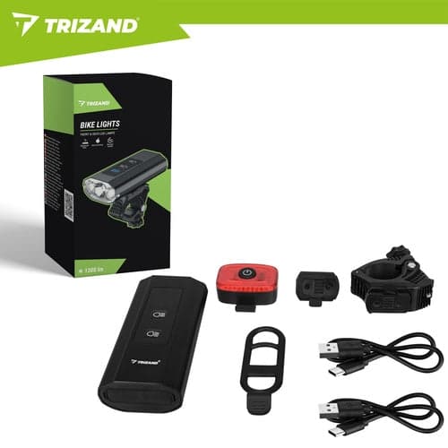 LED cykelbelysning fram- och bakljus 1300 lm 5200 mAh USB-C IP65