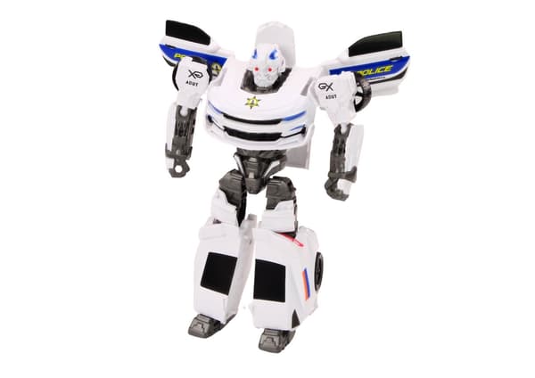 Transformers legetøjsbil politibil der bliver robot 2-i-1 23,5 cm
