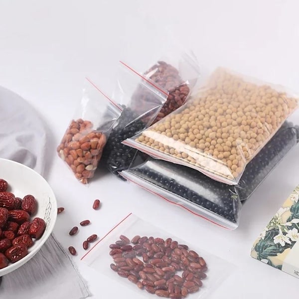 100-Pack Ziplock Blixtlåspåsar - Transparenta,