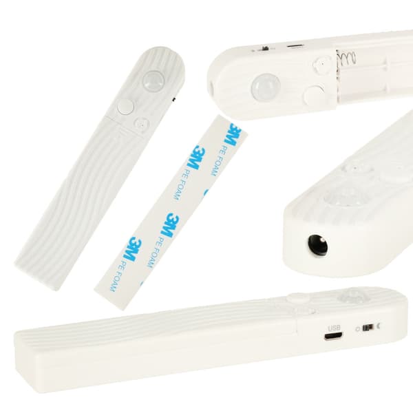 LED-remsa 1 m kallvit med rörelse- och skymningssensor, batteri/USB Vit