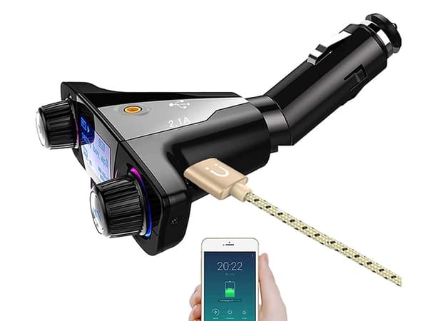 FM-sändare Bluetooth 5.0 biladapter 12/24V 2x USB AUX SD