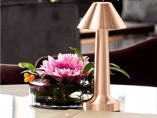 Bordlampe LED genopladelig touch dimbar 3 indstillinger kobber 23,5 cm
