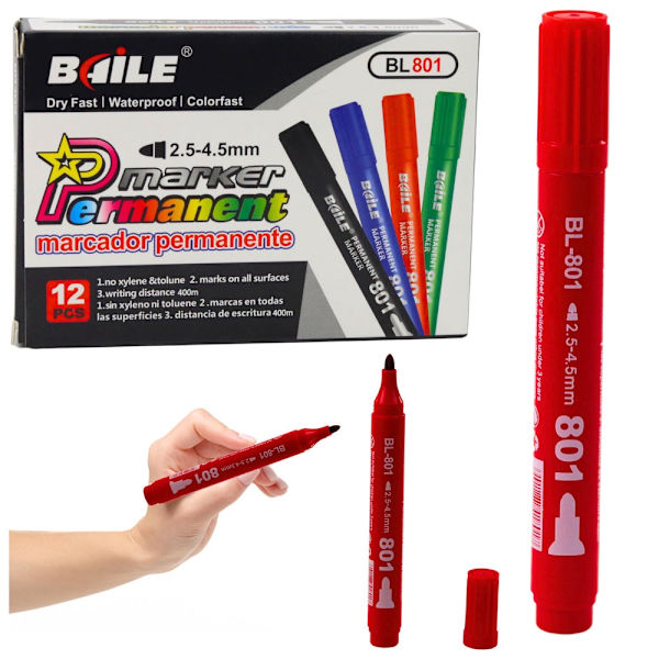 Permanent marker röd vattenfast sned spets 2,5-4,5 mm 1-pack