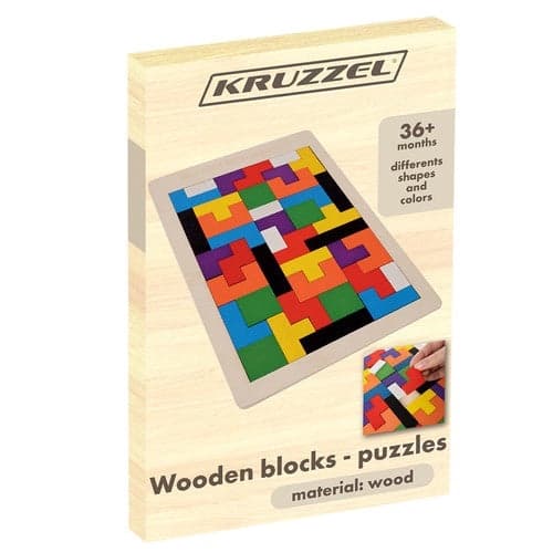Puupalapeli logiikkapeli 40 osaa alustalla 27x18 cm monivärinen