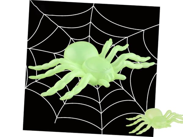 Halloween-edderkopper selvlysende 11x7 cm 2-pak plast grøn