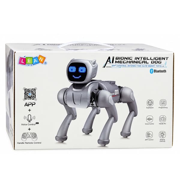 Interaktiv AI-robothund rosa med fjärrkontroll, röststyrning & app