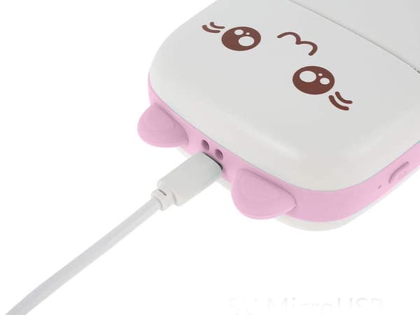 Mini termisk printer Bluetooth 57 mm rosa med papir og USB-C