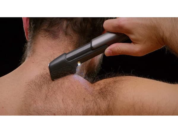 Hår- och skäggtrimmer USB uppladdningsbar med LED + 4 kammar grå