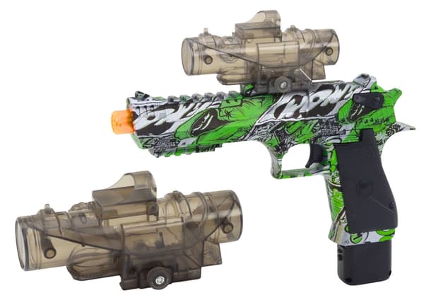 Vattenkulor & dartpistol 2-i-1 med sugproppsdarts, 2 darts, grön
