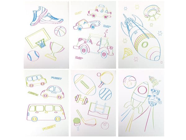 Upplyst 3D-whiteboard set med neonmarkörer, mallar & 3D-glasögon
