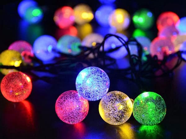 Solcelledrevet lyskæde 20 LED multicolor 4,5 m, 8 lysindstillinger