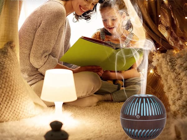 Luftfugter aromadiffuser 300 ml USB med LED/RGB-lys mørkebrun