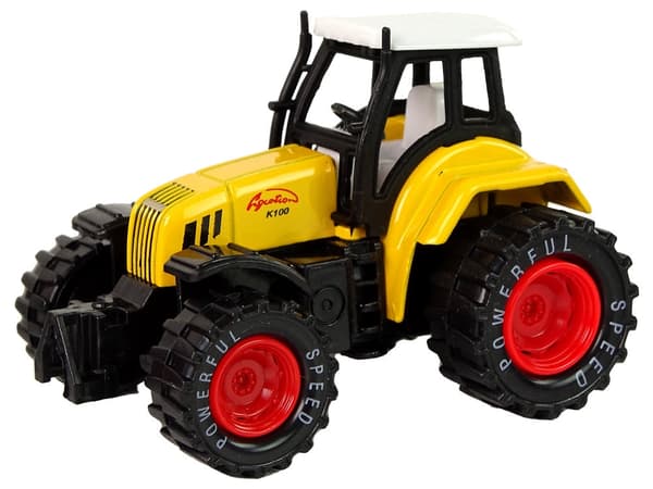 Metaltraktor legetøj 8 cm med friktionsdrev, 3+ år (rød/grøn/gul)