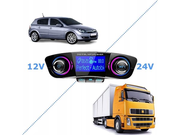 FM-sender Bluetooth 5.0 biladapter 12/24V 2x USB AUX SD