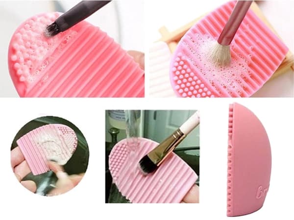 Makeup-børsterenser i silikone 7x5x3 cm blandede farver