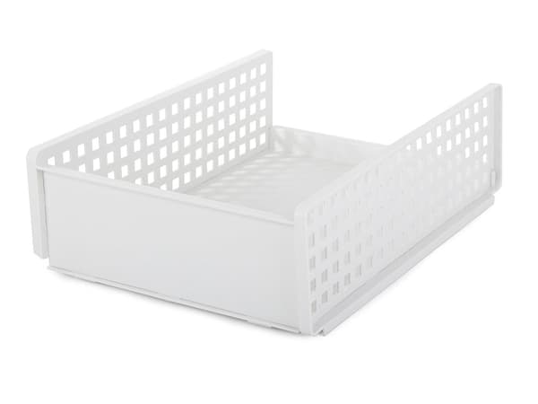 Dokumentorganisator stabelbar sammenfoldelig plast hvid 44x30x13 cm