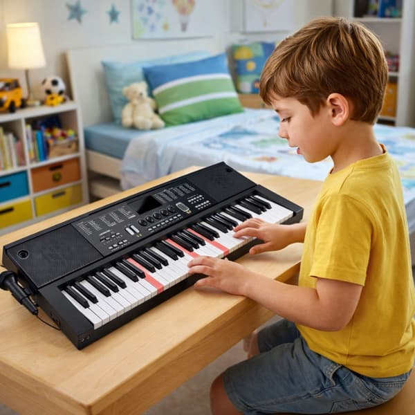 Keyboard 61 tangenter med Key Light, LCD, mikrofon & nodeholder, USB