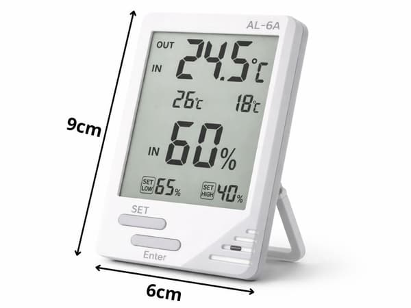 Termometer/hygrometer med LCD och trådbunden sensor inne/ute