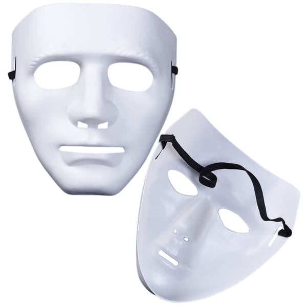 Anonym plastmask med elastiskt band, vit eller röd, one size