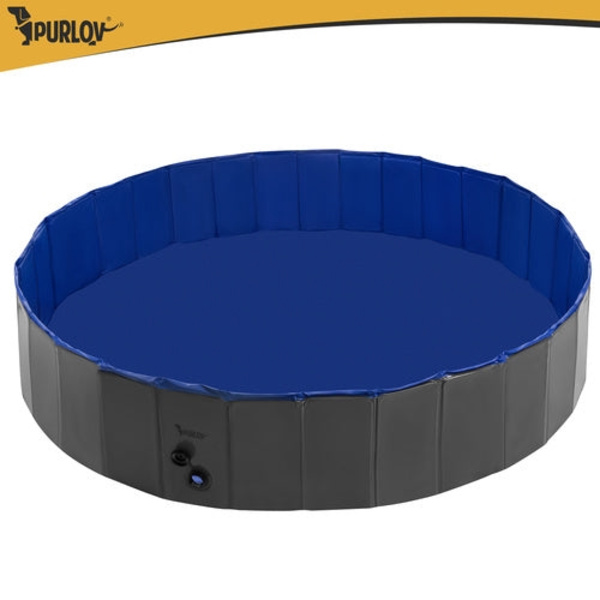Sammenklappelig hundepool 160x30 cm 600 l PVC/ABS med afløbsventil