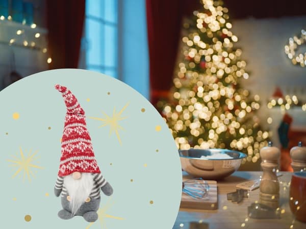 Juledekoration nisse grå 38 cm med formbar hue