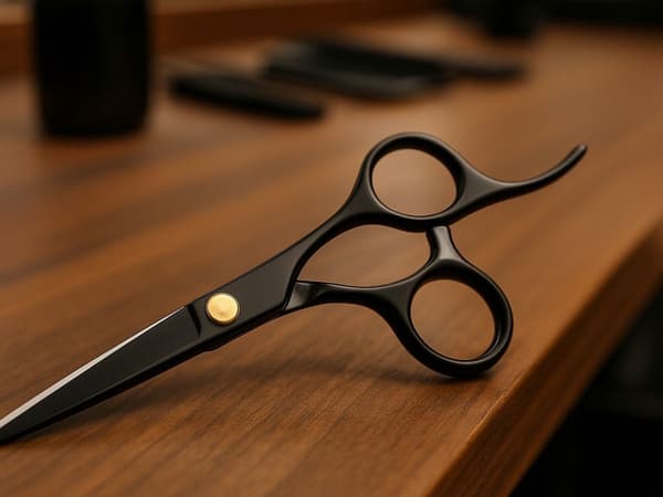 Frisørsaks til hårklipning 17 cm med fingerstøtte + smøremiddel