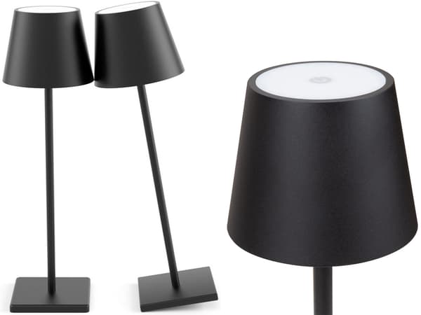 Bordlampe LED 3W touch 3 lysindstillinger sort med USB-C-kabel