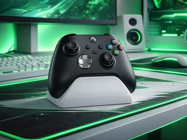 Controllerstander til Xbox med opbevaringsrum hvid marmor inkl. USB-kabel