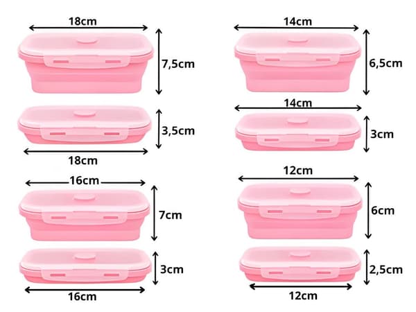 Hopfällbara silikonmatlådor 4-pack med tätt lock och clips, rosa