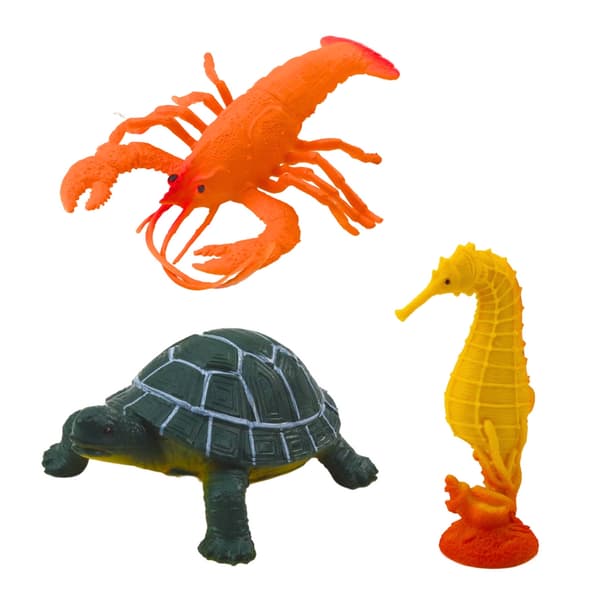 Havdyrsfigurer i plast 6-pack – hammerhaj, spækhugger, skildpadde