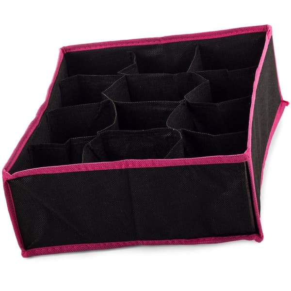 Opbevaringskasse til undertøj 12 rum 30x24x10 cm sort