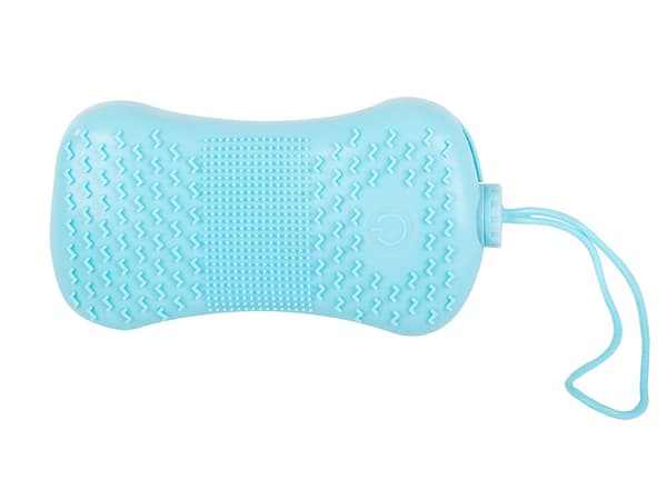 Opladelig kropsbørste i silikone med massage USB blå/rosa