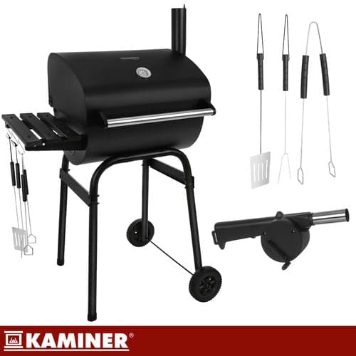 Kulgrill med låg og termometer 117x82x51 cm sort
