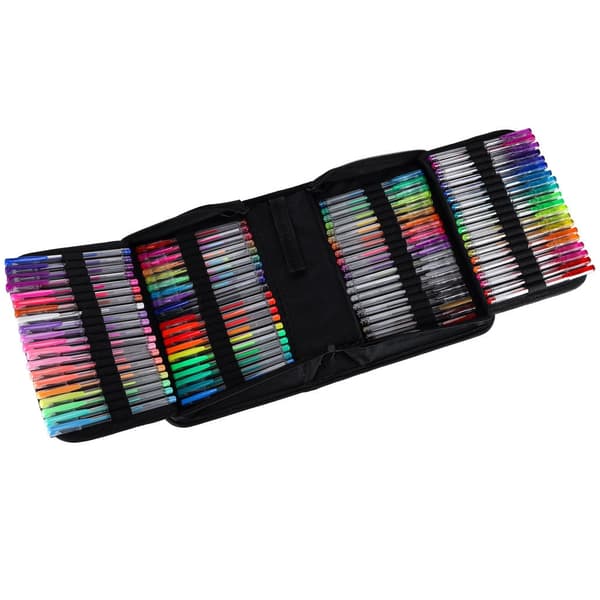 Gelpen-sæt 100 stk + 100 refiller glitter/metallic/neon i etui