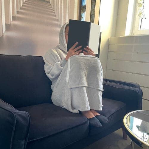 Oversize sweatshirt-viltti hupulla ja taskulla flanelli harmaa XXL