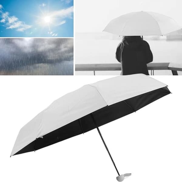 Vikbart UV-paraply UPF 50+ 90 cm grå med fodral