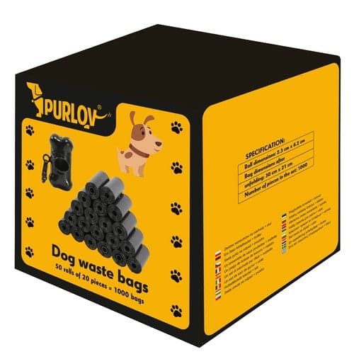 Hundeposer 1000-pak med holder sort 22x30 cm