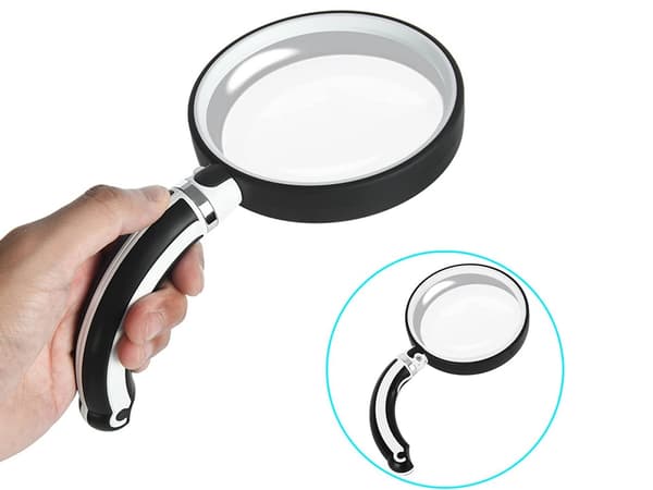 Forstørrelsesglas 3,5x med glaslinse 70 mm inkl. etui sort/hvid