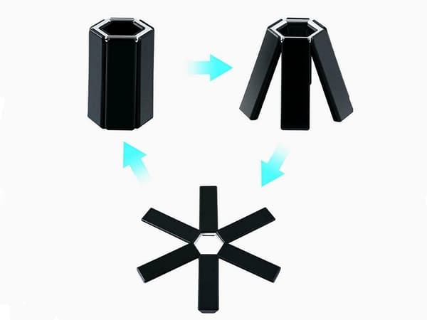 Sammenfoldeligt grydeunderlag 19 cm varmebestandigt 220°C, sort