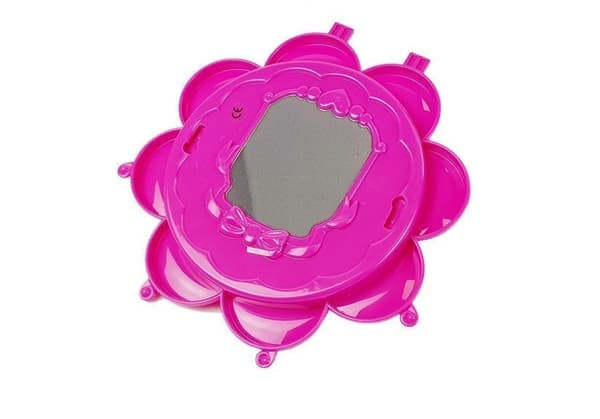 DIY smykkeperlesæt med spejlbox rosa/vit, ca 20 pärltyper, 3+