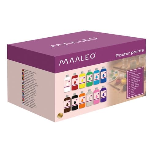 Vesipohjaiset maalivärit 12-pack 1000 ml/pullo matta, pestävät