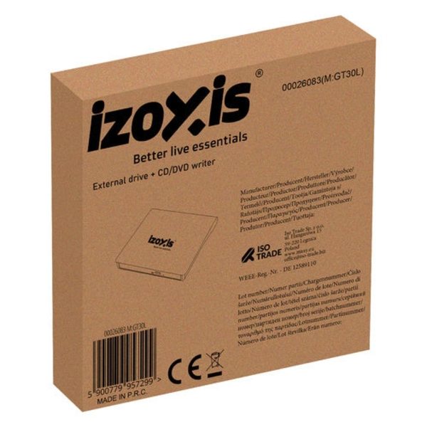 Ekstern DVD/CD-brænder USB 3.0 24x/8x til Windows/macOS/Linux