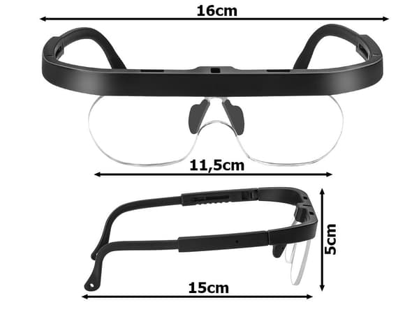Förstoringsglasögon med utbytbara linser 1,5x/2,5x/3,5x svart