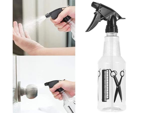 Sprayflaska för hår 250 ml transparent plast med finfördelad mist