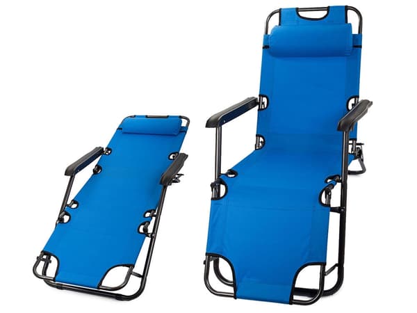 Taitettava aurinkotuoli zero gravity sininen teräsrunko max 120 kg