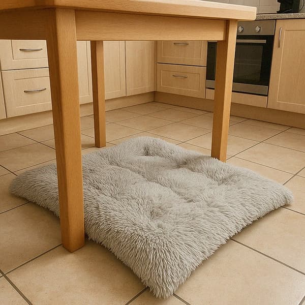 Teddy hunde- og katteseng shaggy polyester 80x115x6 cm lysegrå