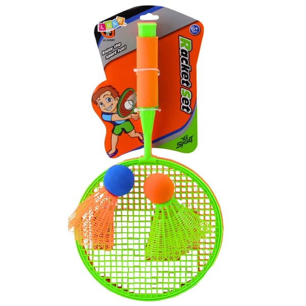Badmintonracketsæt til børn 2 rackets 48 cm + 2 fjerbolde med bold