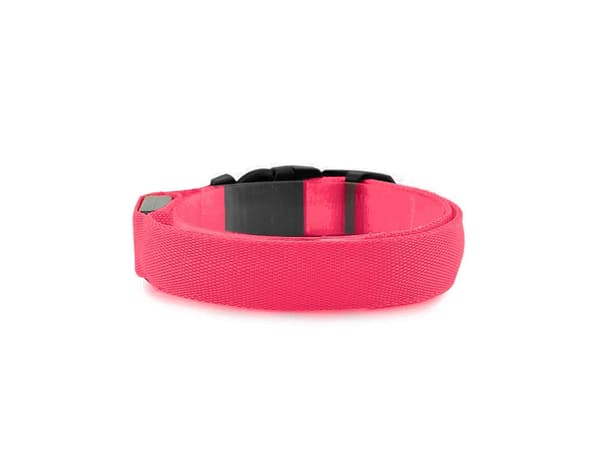 LED-halsbånd hund/kat justerbart 46–59 cm rosa inkl. 2 batterier