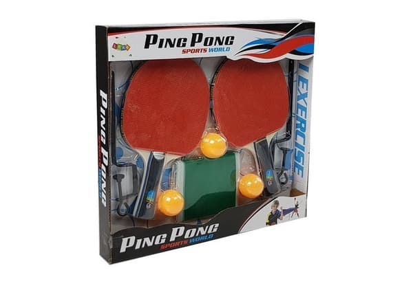 Bordtennis set med nät 2 racketar 3 bollar klämfäste 5 cm