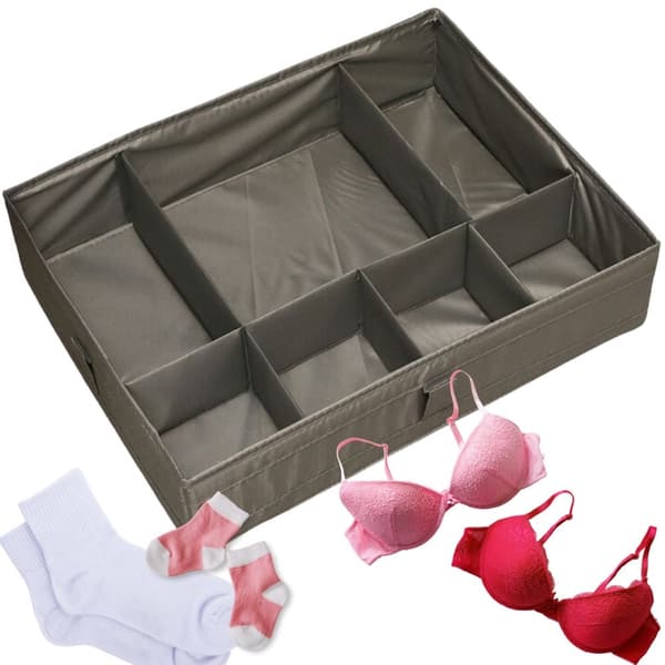 Opbevaringsboks skuffeorganisator 7 rum 44x34x11 cm grå polyester